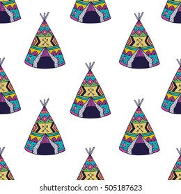 Wigwam vector illustration seamless pattern