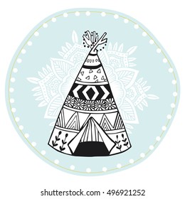 Wigwam vector illustration for t-shirt design prints and other creative projects