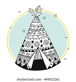Wigwam vector illustration for t-shirt design prints and other creative projects