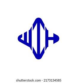 Diseño creativo del logotipo de la letra WIH con gráfico vectorial