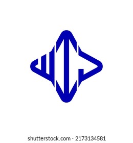 Diseño creativo del logotipo de la letra WIJ con gráfico vectorial