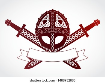 wiking heraldry symbol with helmet and crossed swords