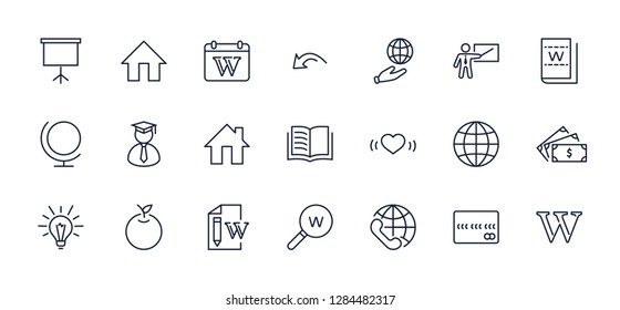 Wikipedia's birthday Set Line Vector Icon. Contains such Icons a