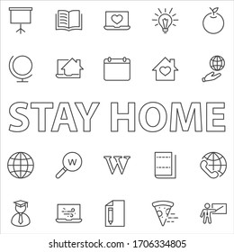 Wikipedia's birthday Set Line Vector Icon. Contains such Icons as Wikipedia, Open Book, Teacher, Blackboard, Pointer, Web Globe, Directory, Search, Lamp, Calendar. Editable Stroke. 32x32 Pixels