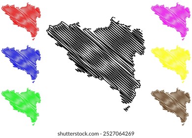 Wil District (Suíça, Confederação Suíça, Cantão de St Gall, St. Gallen ou Sankt Gallen) mapa ilustração vetorial, esboço de rabisco Wahlkreis Mapa de Wil