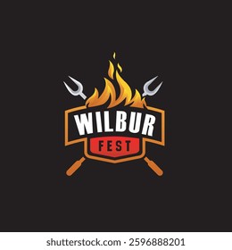 Wilbur BBQ Restaurant Logo template
