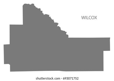 Wilcox county map of Alabama USA grey illustration silhouette