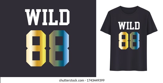 wild 88, Amazing sport typography, t-shirt graphics, vectors.