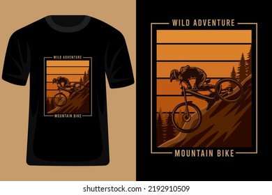 Wild Adventure Mountain Bike Retro Vintage T Shirt Design