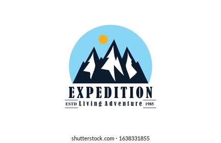 Wild adventure mountain logo design vector illustration