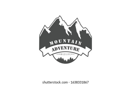 Wild adventure mountain logo design vector illustration