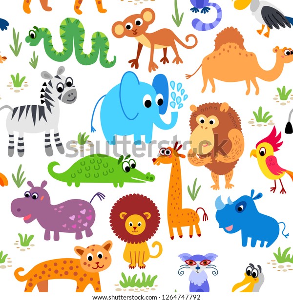 Wild Africa Animals Seamless Pattern African Stock Vector (Royalty Free ...