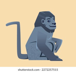 Wild African animal. Sticker with big gorilla. Savannah monkey. Cute herbivore mammal from jungle. Inhabitant of park reserve or zoo. Cartoon flat vector illustration isolated on beige background