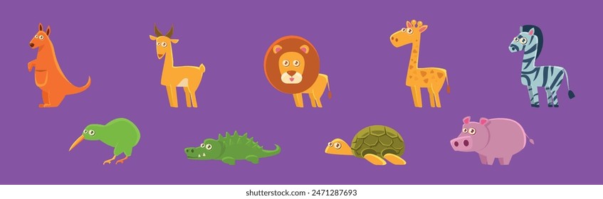 Wild African Animal and Zoo Beast Vector Set