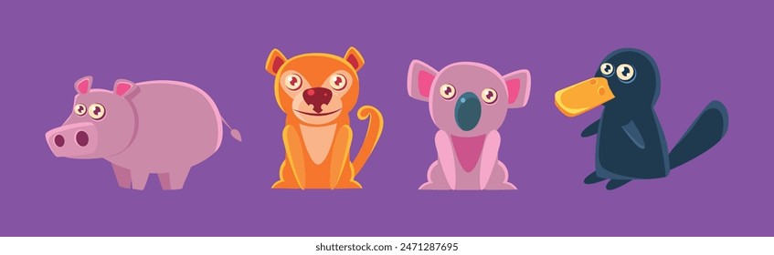 Wild African Animal and Zoo Beast Vector Set