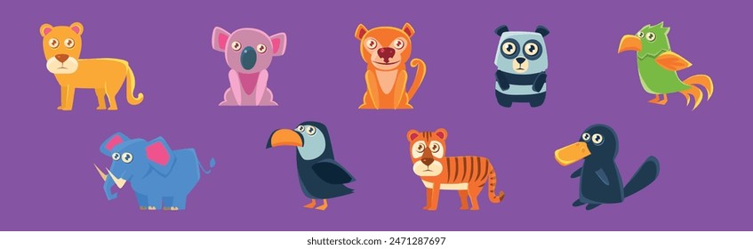 Wild African Animal and Zoo Beast Vector Set