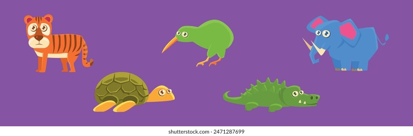 Wild African Animal and Zoo Beast Vector Set