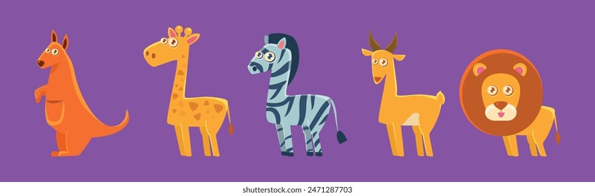 Wild African Animal and Zoo Beast Vector Set