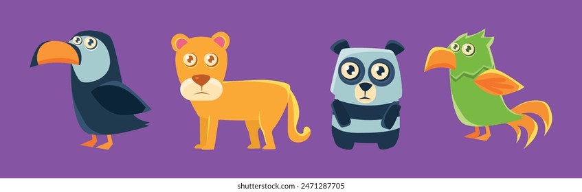 Wild African Animal and Zoo Beast Vector Set