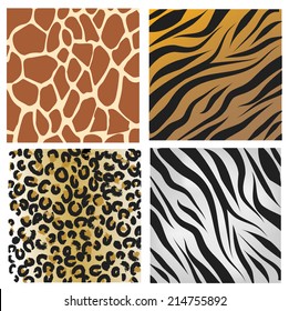 Wild African animals pattern set vector