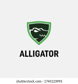 Wild alligator crocodile shield logo template