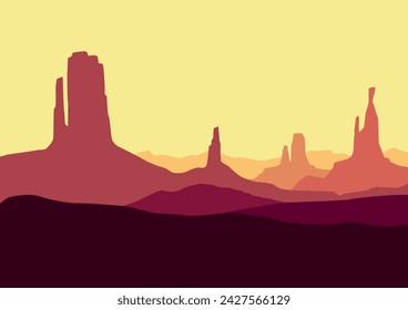 Wild American desert landscape, vector illustration for background design.