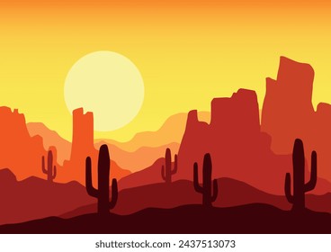 Wild American desert landscape vector, vector illustration for background design.