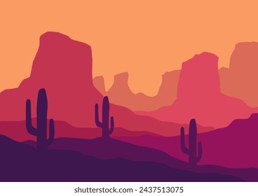 Wild American desert landscape vector, vector illustration for background design.