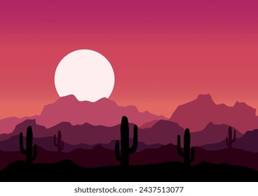 Wild American desert landscape vector, vector illustration for background design.