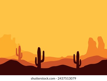 Vector salvaje del paisaje del desierto americano, ilustración vectorial para el diseño de fondo.