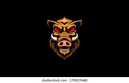 Wild angry boar head vector 