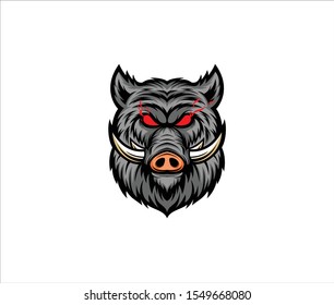 Wild angry boar mascot vector, boar head design