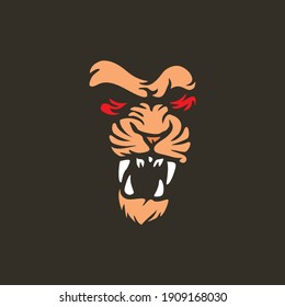 Modelo vectorial con logotipo de cabeza de león enojado salvaje Ilustración Diseño Mascota Animal