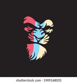 Modelo vectorial con logotipo de cabeza de león enojado salvaje Ilustración Diseño Mascota Animal