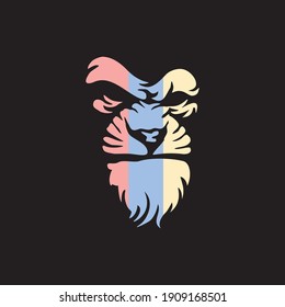 Wild Angry Lion Head Logo Vector Template Illustration Design Mascot Animal