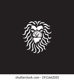 Wild Angry Lion Head Logo Vector Template Illustration Design Mascot Animal