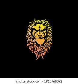 Modelo vectorial con logotipo de cabeza de león enojado salvaje Ilustración Diseño Mascota Animal