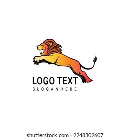 Wild Angry Lion Head Logo Vector Template Illustration