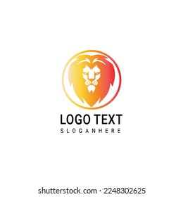 Wild Angry Lion Head Logo Vector Template Illustration