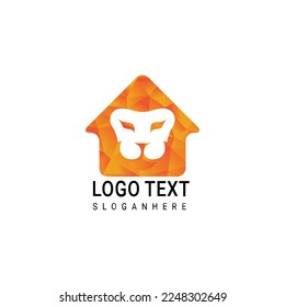 Wild Angry Lion Head Logo Vector Template Illustration