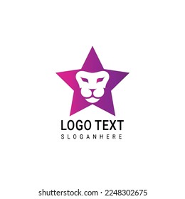 Ilustración de la plantilla de vectores con logotipo de cabeza de león enfadado salvaje