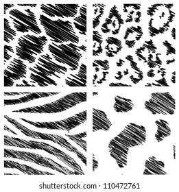 wild animal abstract backgrounds set over white background