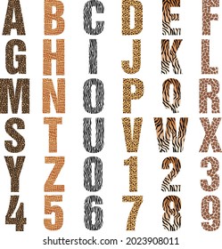 Wild Animal Alphabet, Letters And Numbers, Font