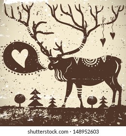 Wild animal background Deer on grungy background