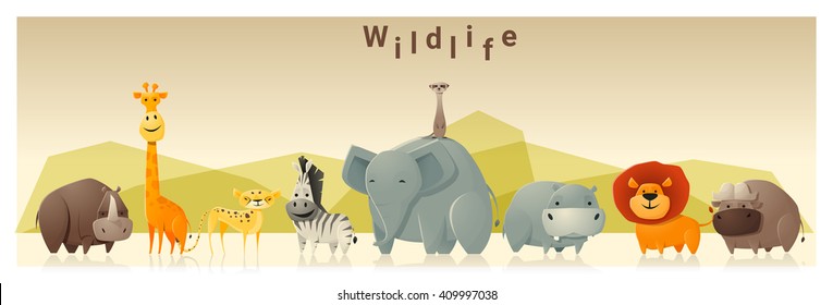 Wild animal background ,vector, illustration