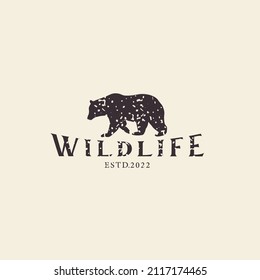 oso animal salvaje con concepto retro logo símbolo vector icono plantilla de diseño