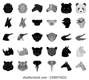 Wild animal black,monochrome icons in set collection for design. Mammal and bird vector symbol stock web illustration.