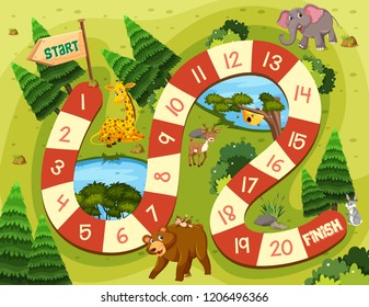 Wild animal board game  illustration