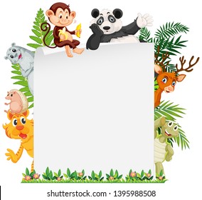 Wild animal border template illustration