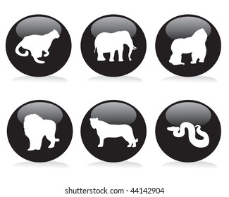 Wild animal buttons set (layered)